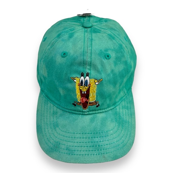 ADULT SpongeBob SquarePants Aqua Blue Tie Dye Hat Cap Adjustable Embroidered NEW - Picture 2 of 15